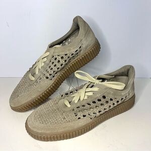 Free People Wimberley Woven Soft Suede Sneaker Moonrock 11 NIB